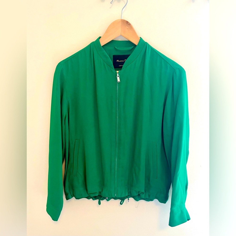 Massimo Dutti Green Bomber Jacket
